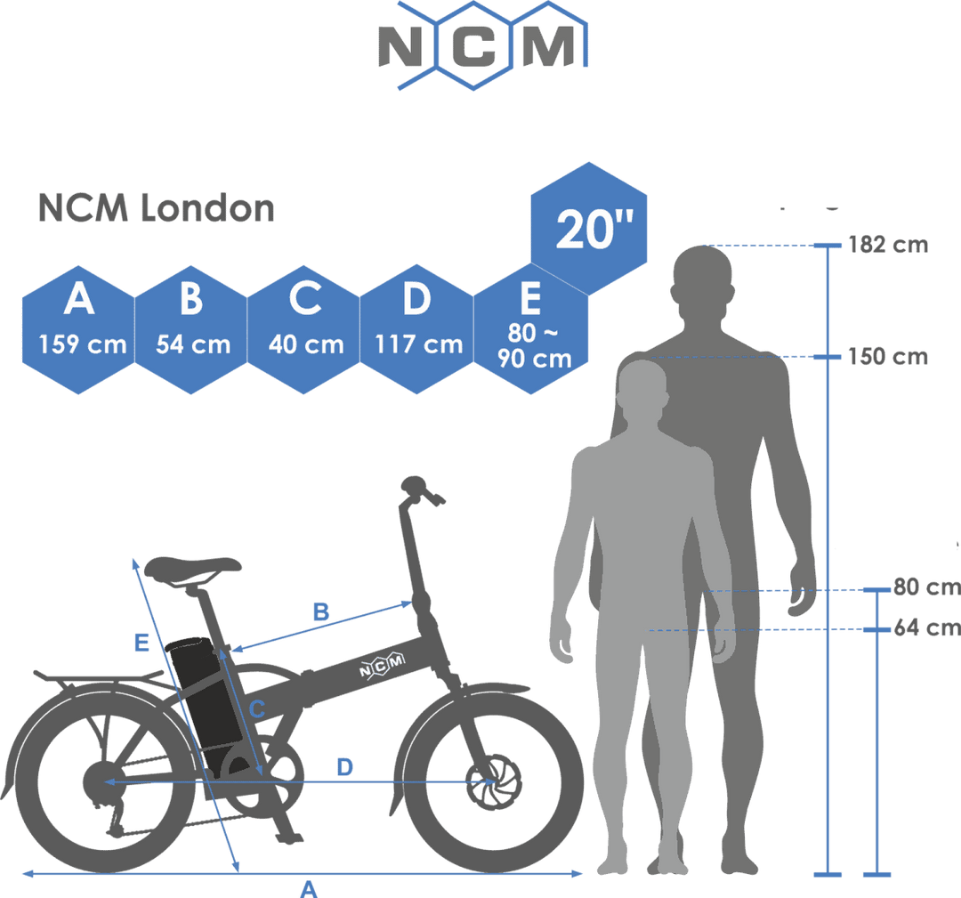 NCM London Folding E-Bike, 250W, 36V 15Ah 540Wh Battery