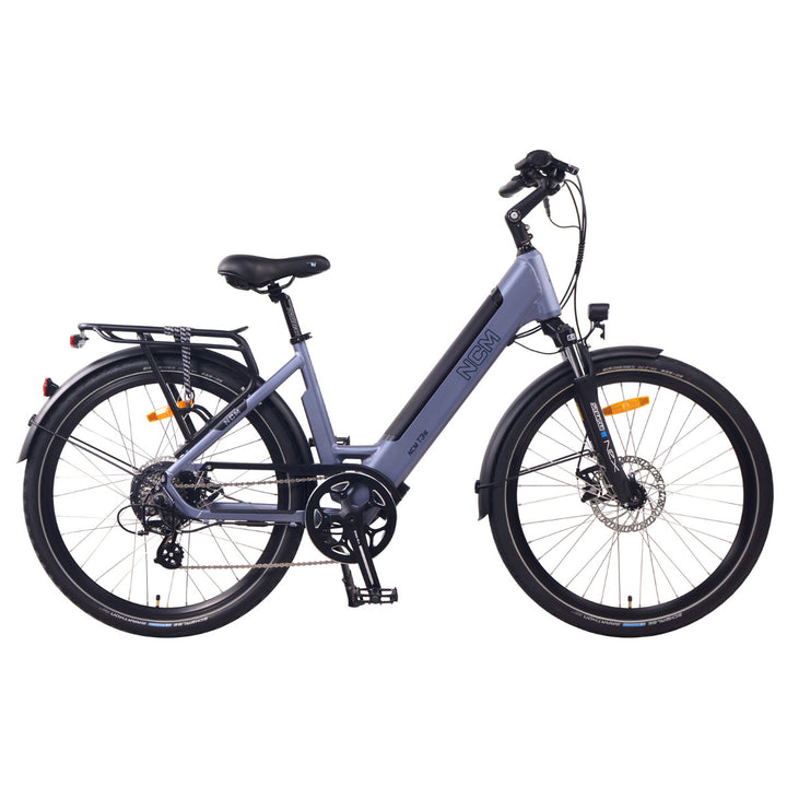 NCM Milano T3S Step Trekking E-Bike, City Electric Bike, 250W, 48V 12Ah 576Wh Battery - 26" Lavender Blue
